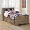 image:imageSignature Design by Ashley Trinell Farmhouse Twin Bed Frame BrownTwin Bookcase Bed with 2 Storage Drawers