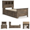image:imageSignature Design by Ashley Trinell Farmhouse Twin Bed Frame BrownTwin Bookcase Bed with 2 Storage Drawers