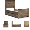 image:imageSignature Design by Ashley Trinell Farmhouse Twin Bed Frame BrownTwin Panel Bed with 1 Large Storage Drawer
