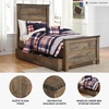 image:imageSignature Design by Ashley Trinell Farmhouse Twin Bed Frame BrownTwin Panel Bed with 1 Large Storage Drawer