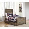 image:imageSignature Design by Ashley Trinell Farmhouse Twin Bed Frame BrownTwin Panel Bed with 1 Large Storage Drawer