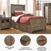 image:imageSignature Design by Ashley Trinell Farmhouse Twin Bed Frame BrownTwin Panel Bed with 2 Storage Drawers