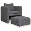 image:imageSignature Design by Ashley Vreni Accent Chair With Ottoman Set With Reversible Back Cushion and SpaceSaving UnderSeat Storage for Living Room or Bedroom Charcoal Black