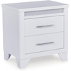 image:imageSignature Design by Ashley White Bedroom Dresser with LED MirrorQueen Upholstered Panel Bed