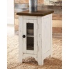 image:imageSignature Design by Ashley Wystfield Farmhouse Chair Side End Table with Cabinet Door for Storage White amp Brown with Distressed Finish and Signature Design by Ashley Wystfield Farmhouse End Table with Storage Distressed White amp Brown FinishWhite