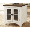 image:imageSignature Design by Ashley Wystfield Farmhouse Chair Side End Table with Cabinet Door for Storage White amp Brown with Distressed Finish and Signature Design by Ashley Wystfield Farmhouse End Table with Storage Distressed White amp Brown FinishWhite