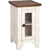 image:imageSignature Design by Ashley Wystfield Farmhouse Chair Side End Table with Cabinet Door for Storage White amp Brown with Distressed Finish and Signature Design by Ashley Wystfield Farmhouse End Table with Storage Distressed White amp Brown FinishWhite