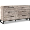 image:imageSignature Design by Ashley 6 Drawer Dresser for Bedroom Light Natural OakWhitewashBlack