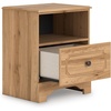 image:imageSignature Design by Ashley Bestmere Transitional 1Drawer Nightstand with USB Ports and Open Cubby Light Brown