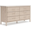 image:imageSignature Design by Ashley Cadmori Casual Bohemian Dresser with Post Legs and 6 Drawers Replicated Marble Top Wood 35 High White and Light Brown FinishWhite  Beige