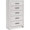 image:imageSignature Design by Ashley Cayboni Vintage 5 Drawer Wide Chest with Safety Stop for Bedroom WhiteWhite Plank