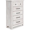 image:imageSignature Design by Ashley Fenderport Vintage Casual Nightstand with Two Drawers USB Charging Bronze Knobs Wood 2492 W x 1598 D x 2504 H WhitewashChest of Drawers