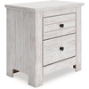 image:imageSignature Design by Ashley Fenderport Vintage Casual Nightstand with Two Drawers USB Charging Bronze Knobs Wood 2492 W x 1598 D x 2504 H WhitewashNightstand