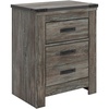 image:imageSignature Design by Ashley Frandern Rustic Nailhead 2Drawer Nightstand with USB Ports Dark Brown