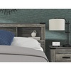 image:imageSignature Design by Ashley Frandern Rustic Oak Finished Bookcase Headboard with Nailhead Accents Queen Gray