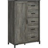 image:imageSignature Design by Ashley Frandern Vintage 5Drawer Dressing Chest with Shelves Behind Hinged Cabinet for Bedroom Gray