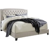 image:imageSignature Design by Ashley Jerary Farmhouse ButtonTufted Upholstered Platform Bed King Light Gray