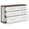 image:imageSignature Design by Ashley Mazilar Contemporary Nightstand with Two Drawers USB Charging Wood 2531 W x 1555 D x 2508 H Dark BrownMatte White6 Drawer Dresser