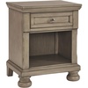 image:imageSignature Design by Ashley Nightstand Bedside Table Antique White WoodGraywash