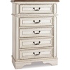 image:imageSignature Design by Ashley Realyn French Country 5 Drawer Chest Tipover Restraint Device 2tone Finish Wood 4013 W x 1813 D x 5813 H Chipped White17D x 34W x 483H 5 Drawers
