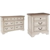 image:imageSignature Design by Ashley Realyn French Country 7 Drawer Two Tone Dresser Chipped White and 3 Drawer Nightstand with Electrical Outlets amp USB Ports Chipped White7