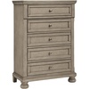 image:imageSignature Design by Ashley Robbinsdale 5 Drawer Chest Tall Dresser for Bedroom Organization Antique White 34W Quick and Easy Assembly Wood Select Oak Veneer and Engineered WoodLight Gray