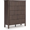 image:imageSignature Design by Ashley Symarro Vintage 5Drawer Wide Chest with Easy Glide and Safety Stop for Bedroom Dark Brown