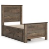 Twin Panel Bed with 2 Storage Drawers