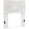 image:imageSignature Design by Ashley White Twin Boho Headboard Carved MedallionWhitewash
