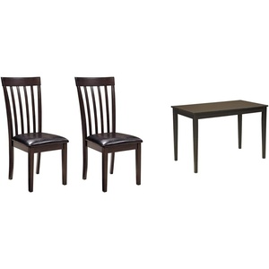 image:imageSignature Design Dining Room Chair and Table Set Set of 2  Rectangular Table Dark Brown