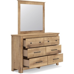 image:imageSignature Design by Ashley Allihauser 6 Drawer Dresser with Mirror TanNatural Brown
