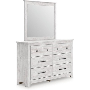 image:imageSignature Design by Ashley Allihauser 6 Drawer Dresser with Mirror TanWhitewash