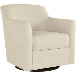 image:imageSignature Design by Ashley Bradney Swivel Chair with Linen Upholstery Contemporary ShelterArm Lounge Seating with Reversible Cushion for Living Room or Bedroom Light NeutralBeige