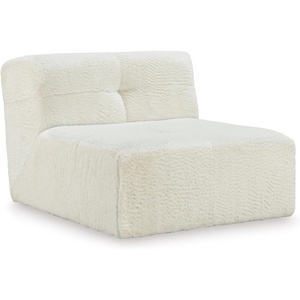 image:imageSignature Design by Ashley Brettner Coastal Faux Fur Tufted Upholstered Armless Accent Chair with NonSkid Legs White