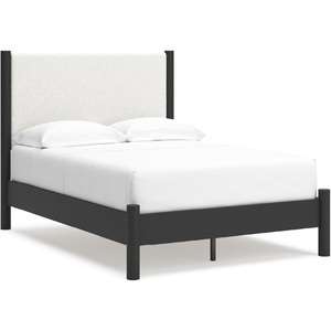 image:imageSignature Design by Ashley Cadmori King Upholstered Panel Bed TwoToneBlackWhite