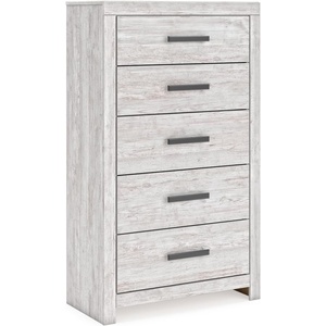 image:imageSignature Design by Ashley Cayboni Vintage 5 Drawer Wide Chest with Safety Stop for Bedroom WhiteWhite Plank