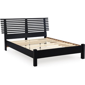 image:imageSignature Design by Ashley Danziar Modern Queen Slat Panel Platform Bed Foundation or Box Spring Not Needed Black