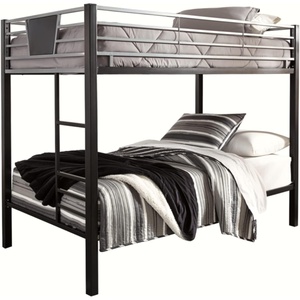 image:imageSignature Design by Ashley Dinsmore Industrial Twin Over Twin Metal Childrens Bunk Bed with Ladder Black amp Gray