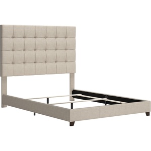 image:imageSignature Design by Ashley Dolante Upholstered King Size Bed Frame BeigeGray Tufted