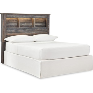 image:imageSignature Design by Ashley Drystan Rustic Bookcase Lighted Headboard ONLY Full Weathered BrownFull