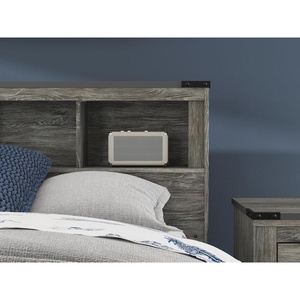 image:imageSignature Design by Ashley Frandern MidCentury Modern Bookcase Headboard with Storage and Nailhead Full Gray