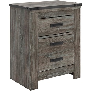 image:imageSignature Design by Ashley Frandern Rustic Nailhead 2Drawer Nightstand with USB Ports Dark Brown