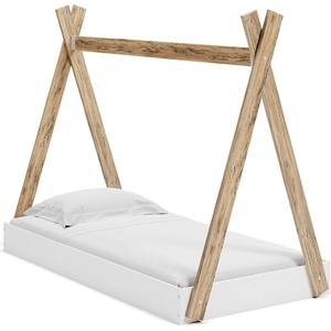 image:imageSignature Design by Ashley Hallityn Casual Full Tent Bed Kids Teepee Bed Frame Foundation or Box Spring Not Needed Montessori Inspired Sleep Space Matte WhiteWhiteNatural