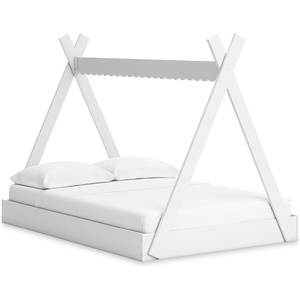 image:imageSignature Design by Ashley Hallityn Casual Full Tent Bed Kids Teepee Bed Frame Foundation or Box Spring Not Needed Montessori Inspired Sleep Space Matte WhiteMatte White