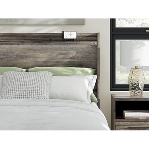 image:imageSignature Design by Ashley Jusika Farmhouse Panel Headboard with LED Light and Shelf Full Dark BrownFull