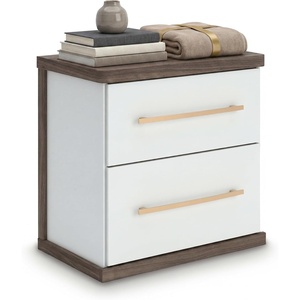 image:imageSignature Design by Ashley Mazilar Contemporary Nightstand with Two Drawers USB Charging Wood 2531 W x 1555 D x 2508 H Dark BrownMatte WhiteNightstand
