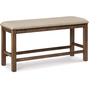 image:imageSignature Design by Ashley Moriville Wood Upholstered Dining Bench BeigeBeige  Dark Brown