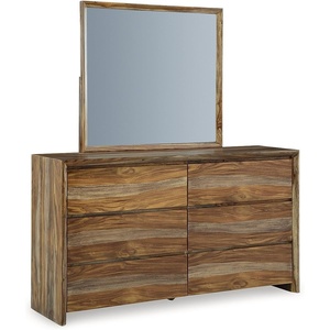 image:imageSignature Design by Ashley Panel Bed Frame Dressonni Queen Sheesham WoodDresser and Mirror