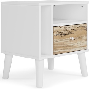 image:imageSignature Design by Ashley Piperton 1 Drawer Night Stand Nightstand 2188 Tall White amp Light BrownBlackNatural