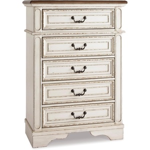 image:imageSignature Design by Ashley Realyn French Country 5 Drawer Chest Tipover Restraint Device 2tone Finish Wood 4013 W x 1813 D x 5813 H Chipped White17D x 34W x 483H 5 Drawers